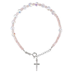 Pulsera decena plata 925 cristal trabajado briolette y nácar