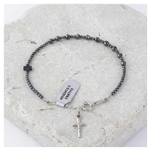 Decade rosary bracelet 4 mm hematite in 925 silver 2