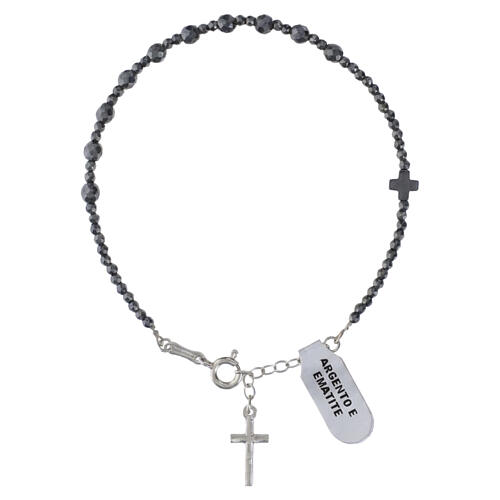 Decade rosary bracelet 4 mm hematite in 925 silver 3