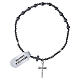 Pulsera elástico hematites negra cruz colgante plata 925 s1
