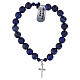 Elastic cross bracelet 925 silver with 8 mm blue lapis beads s1