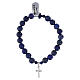 Elastic cross bracelet 925 silver with 8 mm blue lapis beads s2