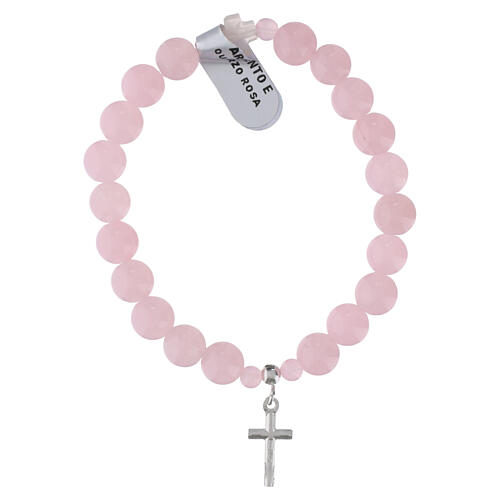 Elastic bracelet of 925 silver with 0.31-inch rose quartz beads 3