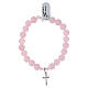Pulsera elástica plata 925 cuarzo rosa granos de 8 mm s1
