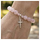 Pulseira elástica prata 925 quartzo rosa contas de 8 mm s2