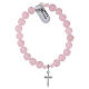 Pulseira elástica prata 925 quartzo rosa contas de 8 mm s3