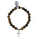Pulseira elástica prata 925 e contas de olho de tigre 8 mm s1