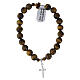 Pulseira elástica prata 925 e contas de olho de tigre 8 mm s3