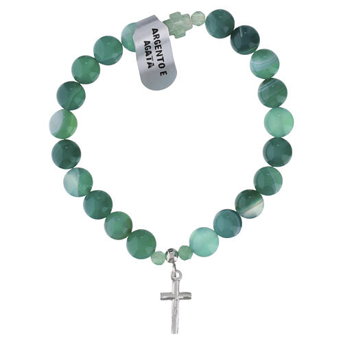 Pulseira elástica em prata 925 e ágata com contas de 8 mm 3