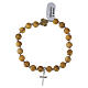 Elastic bracelet with 0.31-inch olivewood beads and 925 silver cross pendant s1