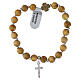 Elastic bracelet with 925 silver cross pendant and 8 mm olive wood beads s3