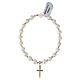 Bracelet élastique argent 925 perles 6 mm croix pendentif s1
