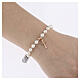 Elastic 925 silver bracelet with 6 mm shell pearl beads and cross pendant s2