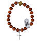 Elastic bracelet 8 mm wooden beads with 925 silver cross pendant s1