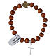 Elastic bracelet 8 mm wooden beads with 925 silver cross pendant s3