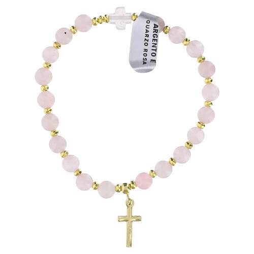 Bransoletka elastyczna, koraliki z kwarcu różowego 6 mm, srebro 925 3