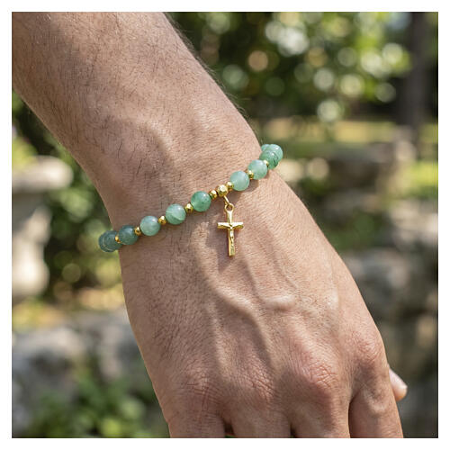 Pulsera elástica 5 mm plata 925 y granos de venturina 2