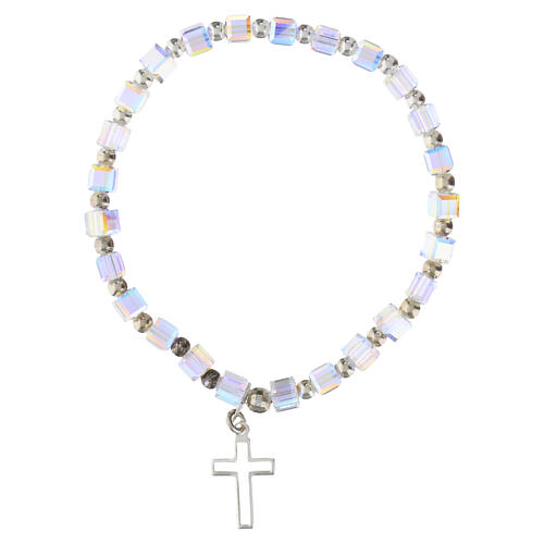 Pulseira elástica prata 925 com contas de cristal 4 mm 3