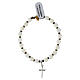 Elastic bracelet with 925 silver cross and 0.24-inch mother-of-pearl beads s1