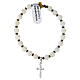 Elastic bracelet with 925 silver cross and 0.24-inch mother-of-pearl beads s3
