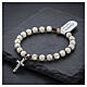 925 Silver Cross Elastic Bracelet with 6 mm Mother-of-Pearl Beads s2
