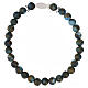 Bracciale elastico con medaglietta pesce in agata lago blu 6 mm argento s1