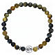 Bracciale elastico con medaglietta albero della vita in occhio di tigre misto 6 mm argento s1