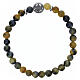 Bracciale elastico con medaglietta albero della vita in occhio di tigre misto 6 mm argento s4