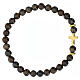 Bracciale elastico con croce in bronzite 6 mm oro s1