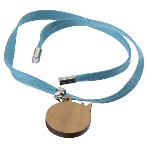 Pope Leo bracelet light blue with dove of peace, olive wood, Monastery of the Poor Clares 3