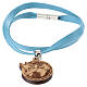 Pope Leo bracelet light blue with dove of peace, olive wood, Monastery of the Poor Clares s1