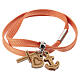Orange bracelet, Monastery of the Poor Clares, with anchor, cross and olivewood heart s1