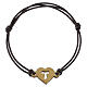 Poor Clares Monastery Heart Bracelet with Cut-out Franciscan Tau in Olive Wood and Brown Cord s1