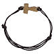 Bracciale con Tau francescano Monastero Clarisse in legno d'ulivo e cordino marrone s3