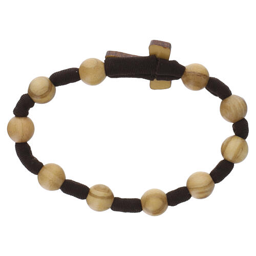 Bracciale rosario elastico Tau legno ulivo Monastero Clarisse 3