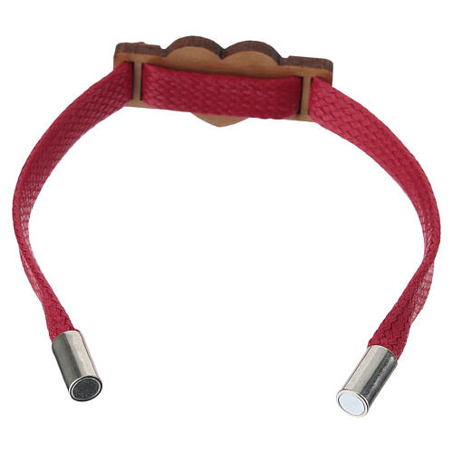 Bracelet rouge Vierge à l'Enfant Monastère des Clarisses en bois d'olivier 3
