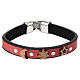 Bracciale rosso Monastero Clarisse con sole centrale luna e stelle in legno d'ulivo s1