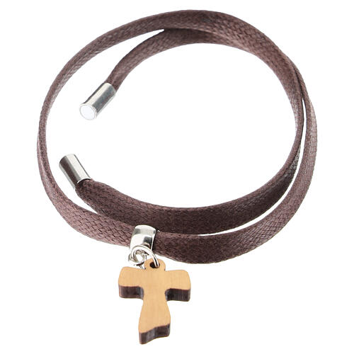 Pulsera marrón cierre magnético Tau madera de olivo Monasterio Clarisas 3
