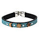 Light blue bracelet by the Monastery of the Poor Clares with decorative stars and sun in olive wood s1