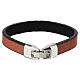 Pulsera artesanal naranja de cuero y madera de olivo Monasterio Clarisas s2