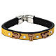 Yellow devotional leather and olive wood bracelet, Poor Clares Monastery s1