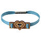 Pulsera religiosa azul Monasterio Clarisas de cuero con corazón Tau s1