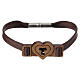 Bracciale marrone con simbolo Tau Monastero Clarisse in cuoio e legno d'olivo s1