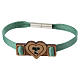 Bracciale verde religioso Monastero Clarisse in cuoio e legno d'olivo s1