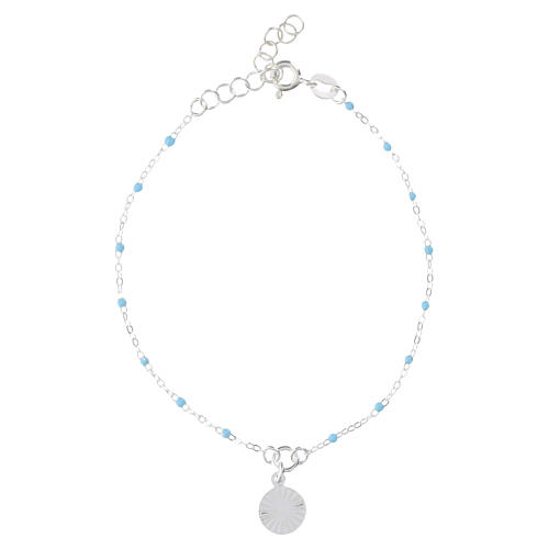 925 silver bracelet with Guardian Angel and light-blue enamel beads 16-19 cm Valenti 2