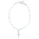 Cross charm bracelet 925 silver 19 cm with light-blue beads, Valenti s1