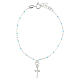 Cross charm bracelet 925 silver 19 cm with light-blue beads, Valenti s2