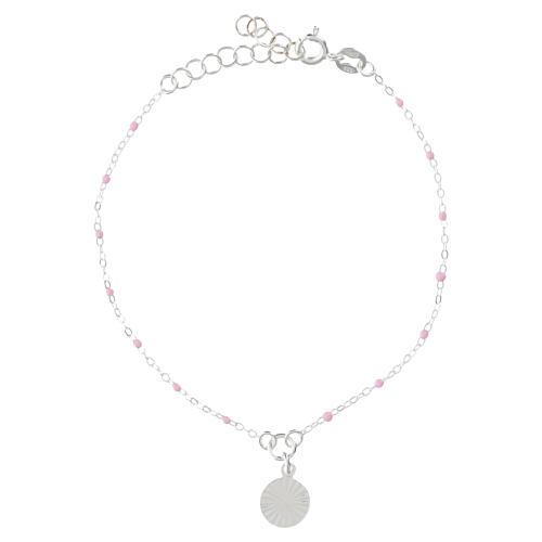 Guardian Angel Bracelet with Pink Enamel Beads, 925 Sterling Silver 16–19 cm, Valenti 2