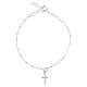 Religious bracelet 20 cm 925 silver cross with pink beads, Valenti s1