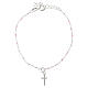 Religious bracelet 20 cm 925 silver cross with pink beads, Valenti s2